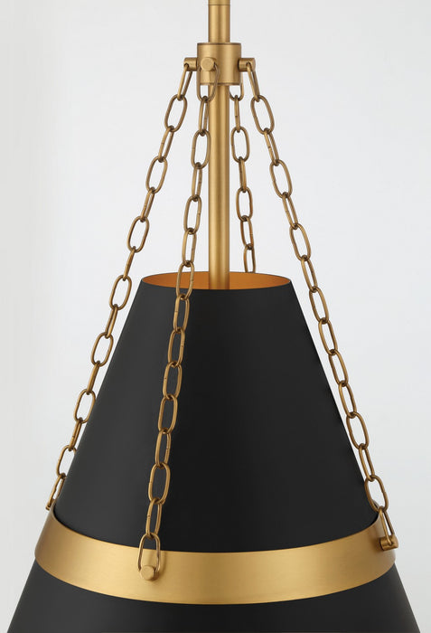 Minka-Lavery 3933-876 One Light Pendant, Legacy Brass & Dark Matte Blac