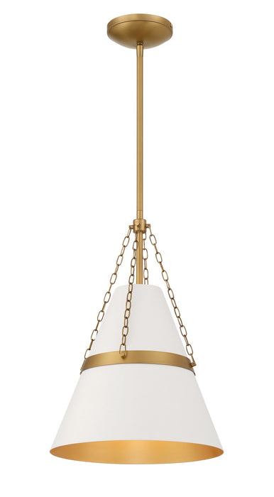 Minka-Lavery 3933-879 One Light Pendant, Legacy Brass & Off White Cream