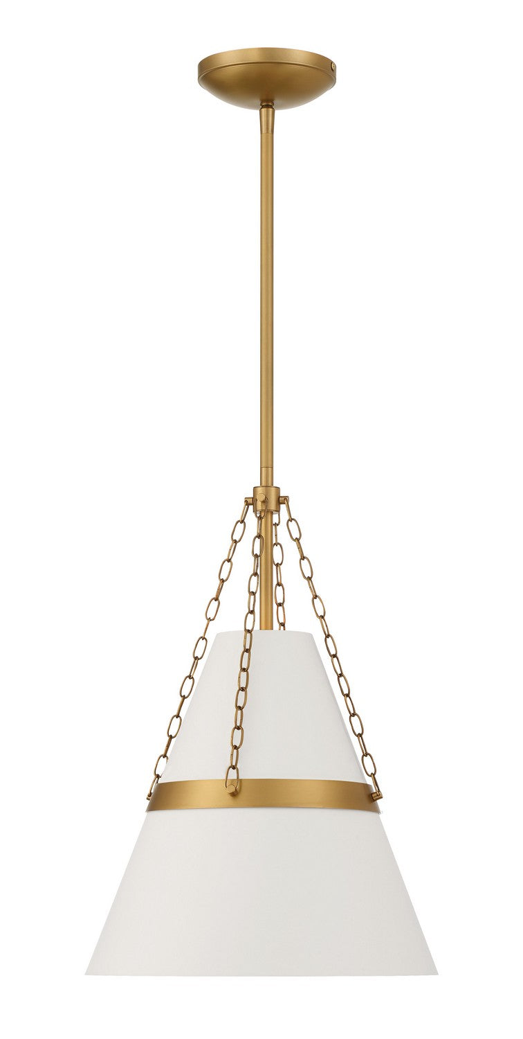 Minka-Lavery 3933-879 One Light Pendant, Legacy Brass & Off White Cream