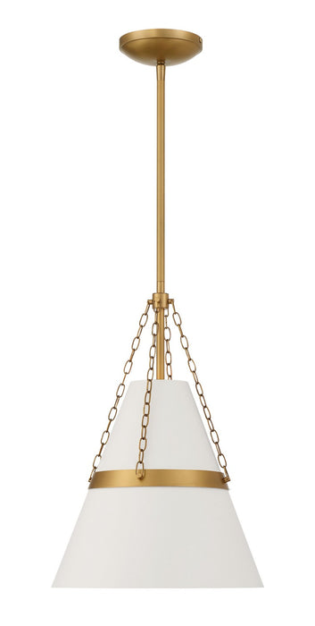 Minka-Lavery 3933-879 One Light Pendant, Legacy Brass & Off White Cream