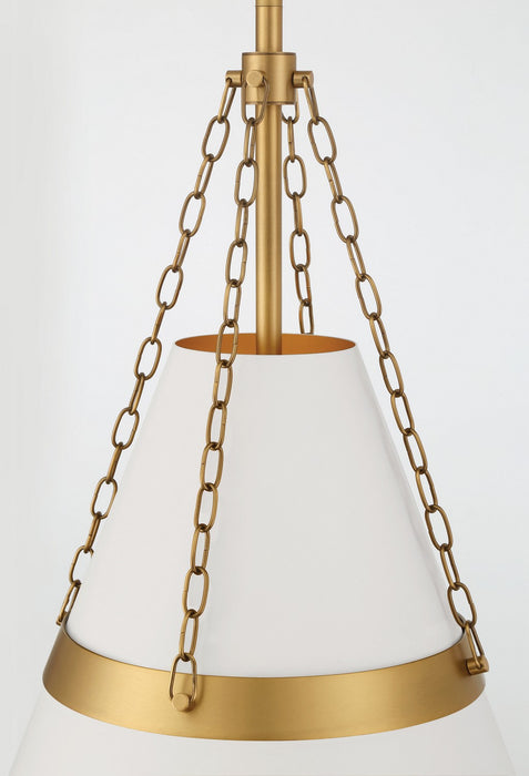 Minka-Lavery 3933-879 One Light Pendant, Legacy Brass & Off White Cream