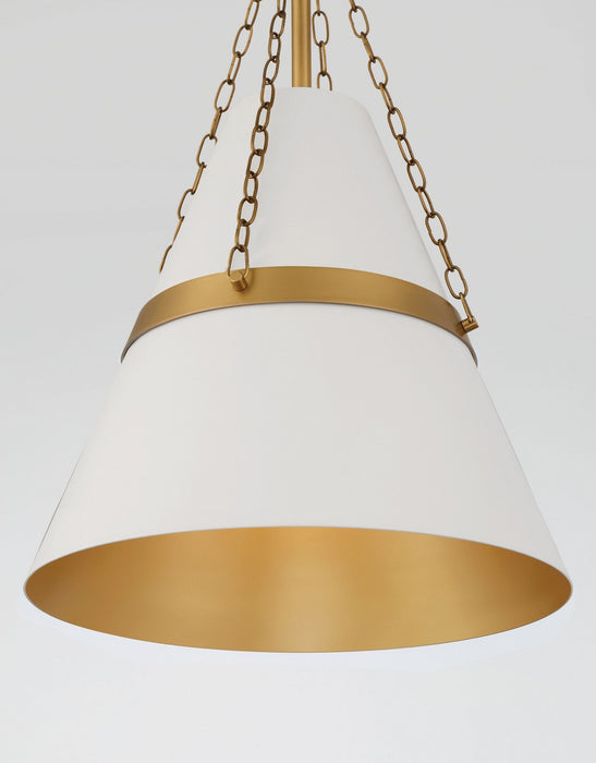 Minka-Lavery 3933-879 One Light Pendant, Legacy Brass & Off White Cream
