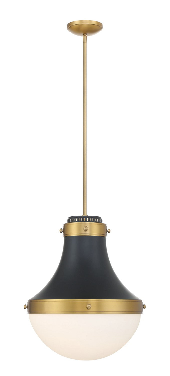 Minka-Lavery 3934-876 One Light Pendant, Legacy Brass & Dark Matte Blac