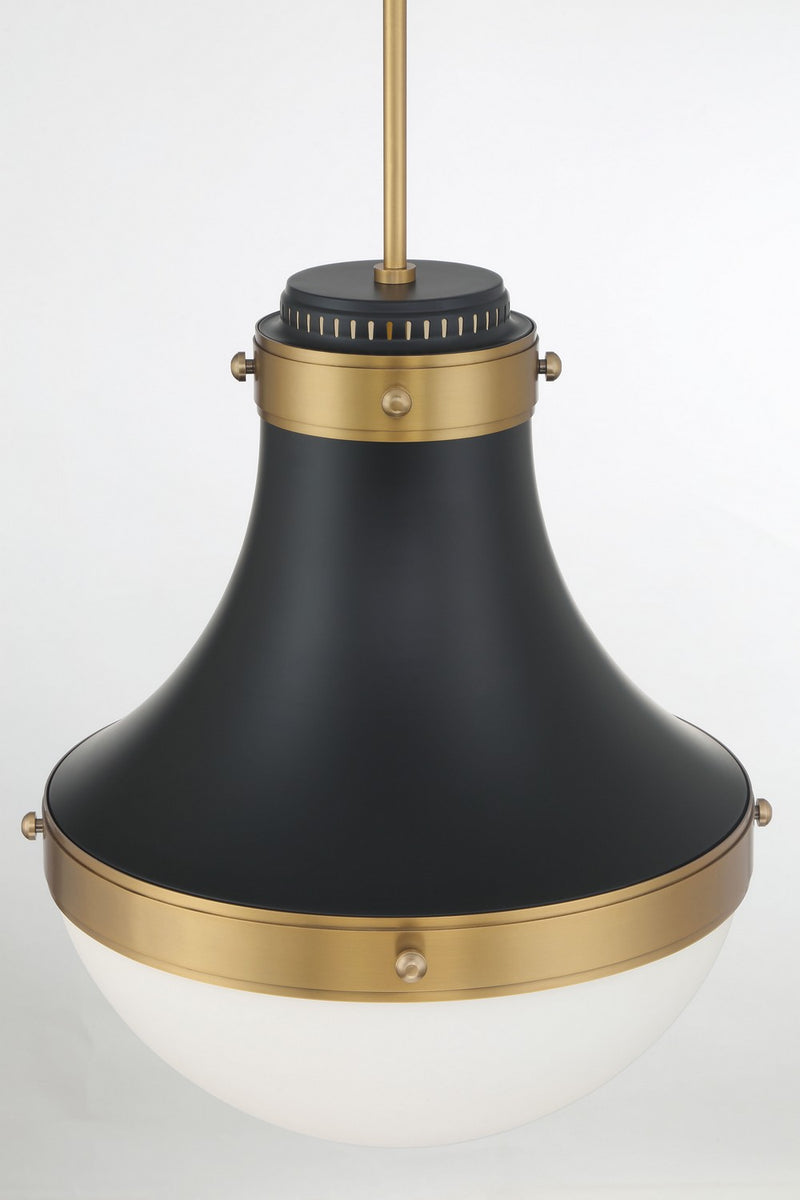 Minka-Lavery 3934-876 One Light Pendant, Legacy Brass & Dark Matte Blac