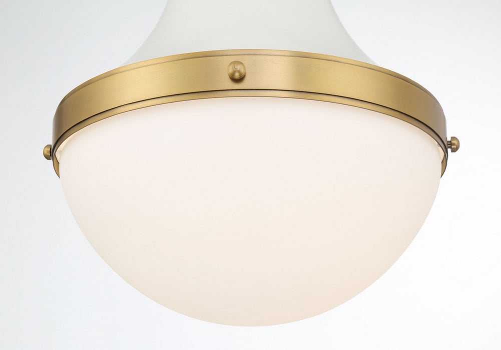 Minka-Lavery 3934-879 One Light Pendant, Legacy Brass & Off White Cream