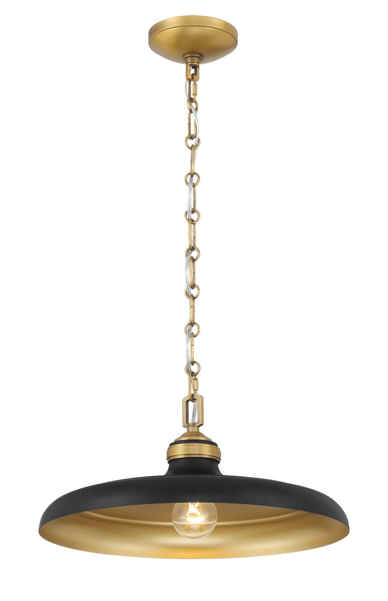 Minka-Lavery 3935-876 One Light Pendant, Legacy Brass & Dark Matte Blac