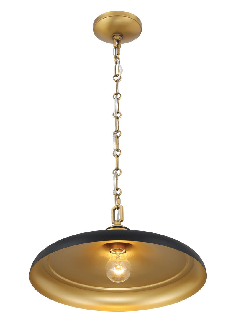 Minka-Lavery 3935-876 One Light Pendant, Legacy Brass & Dark Matte Blac