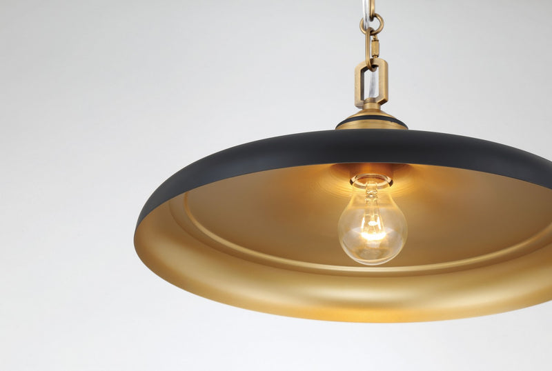 Minka-Lavery 3935-876 One Light Pendant, Legacy Brass & Dark Matte Blac