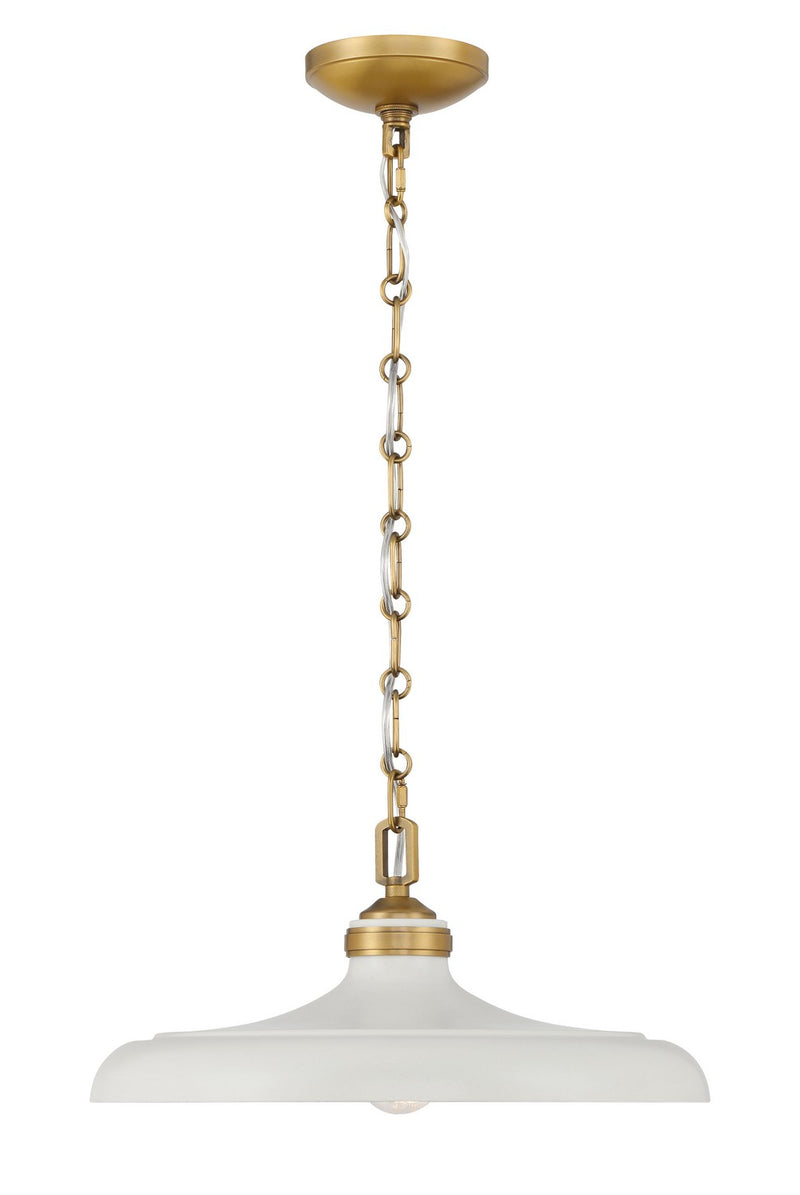 Minka-Lavery 3935-879 One Light Pendant, Legacy Brass & Off White Cream