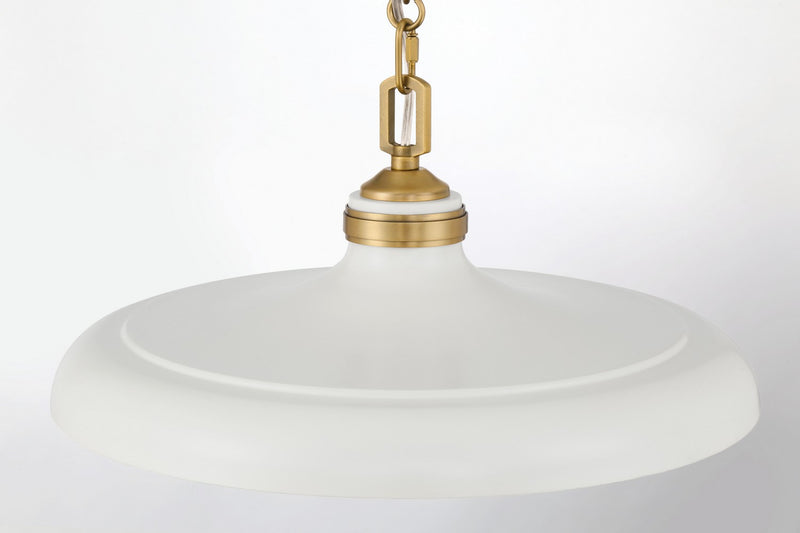 Minka-Lavery 3935-879 One Light Pendant, Legacy Brass & Off White Cream