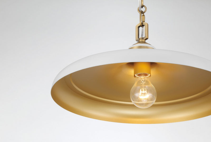 Minka-Lavery 3935-879 One Light Pendant, Legacy Brass & Off White Cream