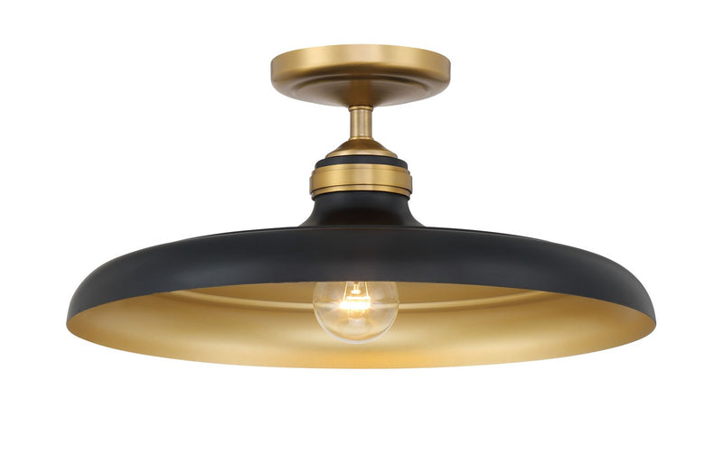 Minka-Lavery 3936-876 One Light Semi Flush Mount, Legacy Brass & Dark Matte Blac