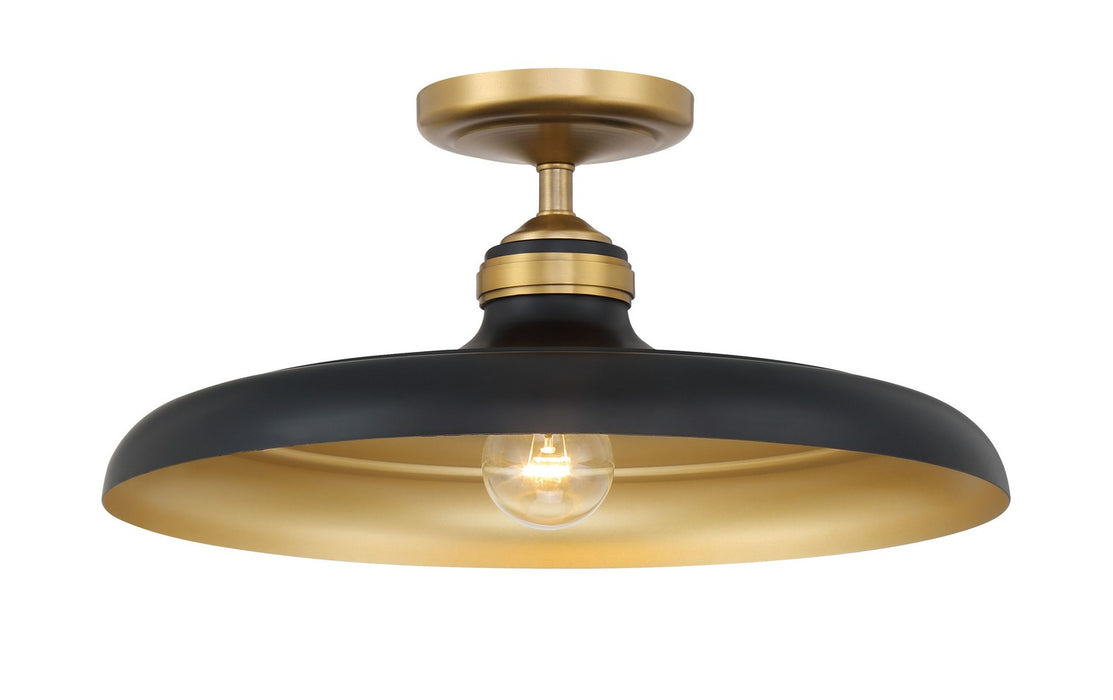 Minka-Lavery 3936-876 One Light Semi Flush Mount, Legacy Brass & Dark Matte Blac