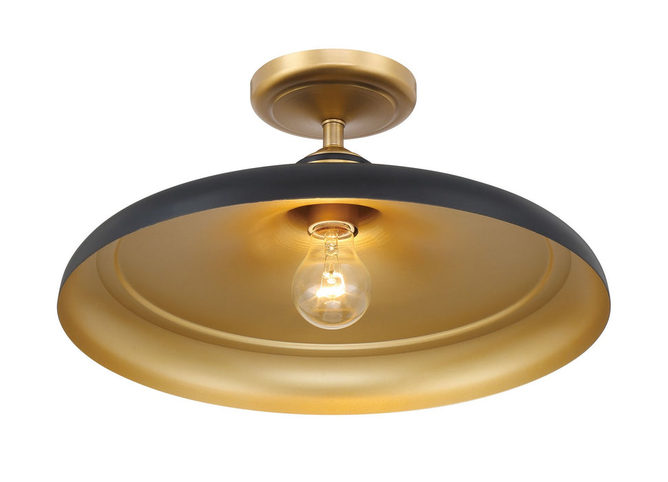 Minka-Lavery 3936-876 One Light Semi Flush Mount, Legacy Brass & Dark Matte Blac