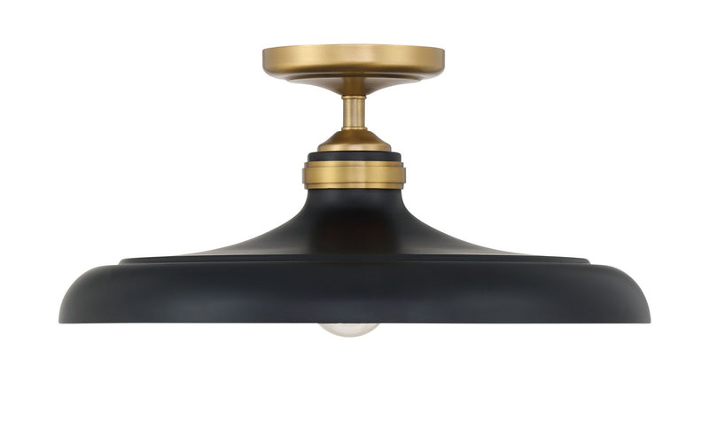 Minka-Lavery 3936-876 One Light Semi Flush Mount, Legacy Brass & Dark Matte Blac