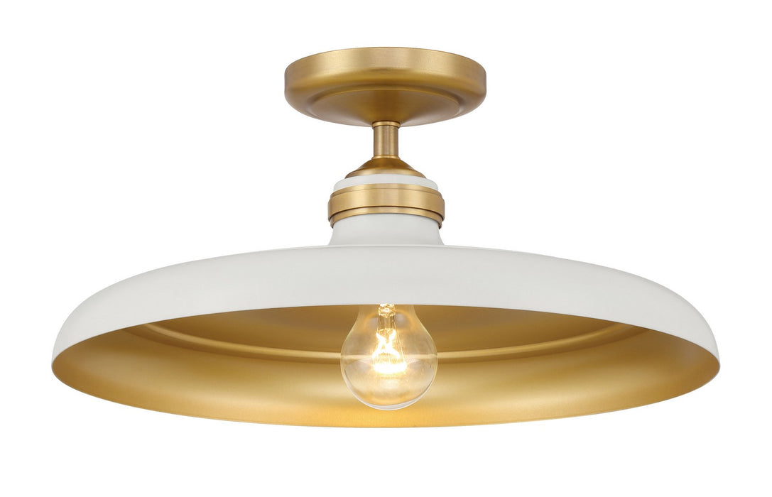 Minka-Lavery 3936-879 One Light Semi Flush Mount, Legacy Brass & Off White Cream