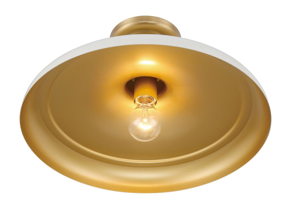 Minka-Lavery 3936-879 One Light Semi Flush Mount, Legacy Brass & Off White Cream