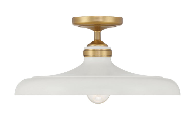 Minka-Lavery 3936-879 One Light Semi Flush Mount, Legacy Brass & Off White Cream
