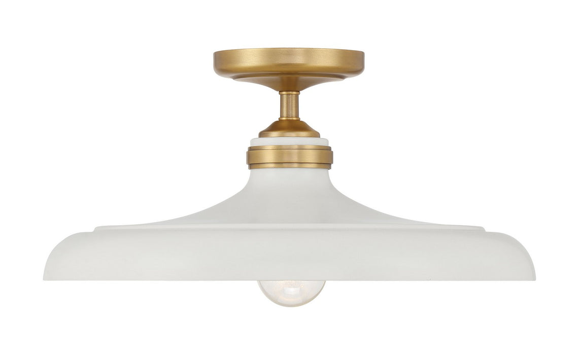 Minka-Lavery 3936-879 One Light Semi Flush Mount, Legacy Brass & Off White Cream