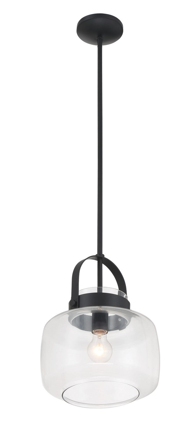 Minka-Lavery 3937-899 One Light Pendant, Dark Matte Black