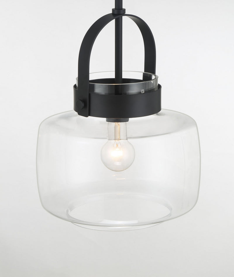 Minka-Lavery 3937-899 One Light Pendant, Dark Matte Black