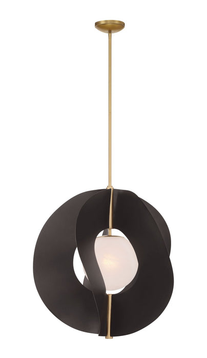 Minka-Lavery 3951-855 One Light Pendant, Legacy Brass & Dark Bronze