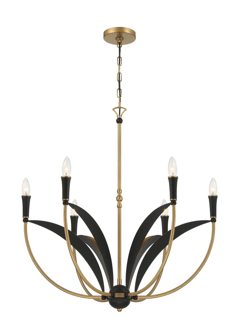 Minka-Lavery 5696-782 Six Light Chandelier, Legacy Brass & Sand Coal