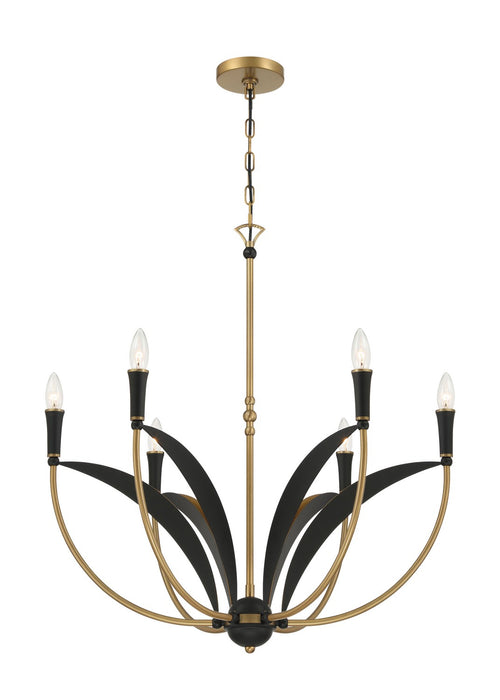 Minka-Lavery 5696-782 Six Light Chandelier, Legacy Brass & Sand Coal