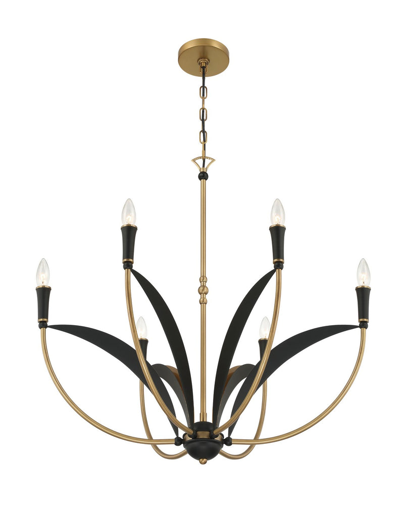 Minka-Lavery 5696-782 Six Light Chandelier, Legacy Brass & Sand Coal