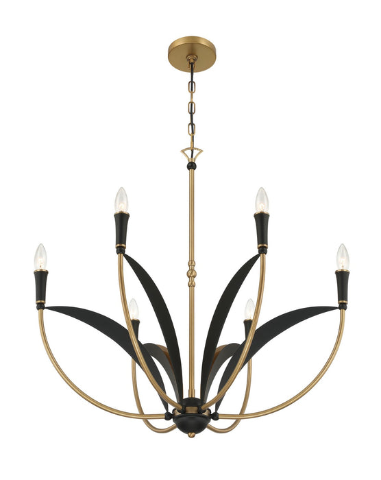 Minka-Lavery 5696-782 Six Light Chandelier, Legacy Brass & Sand Coal