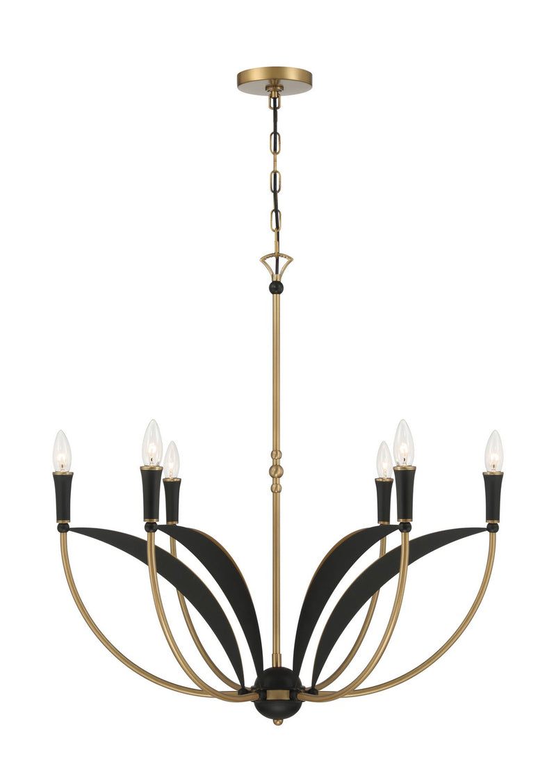 Minka-Lavery 5696-782 Six Light Chandelier, Legacy Brass & Sand Coal