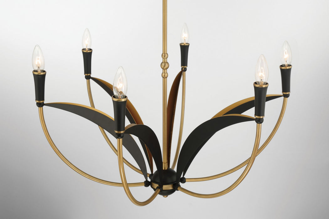 Minka-Lavery 5696-782 Six Light Chandelier, Legacy Brass & Sand Coal