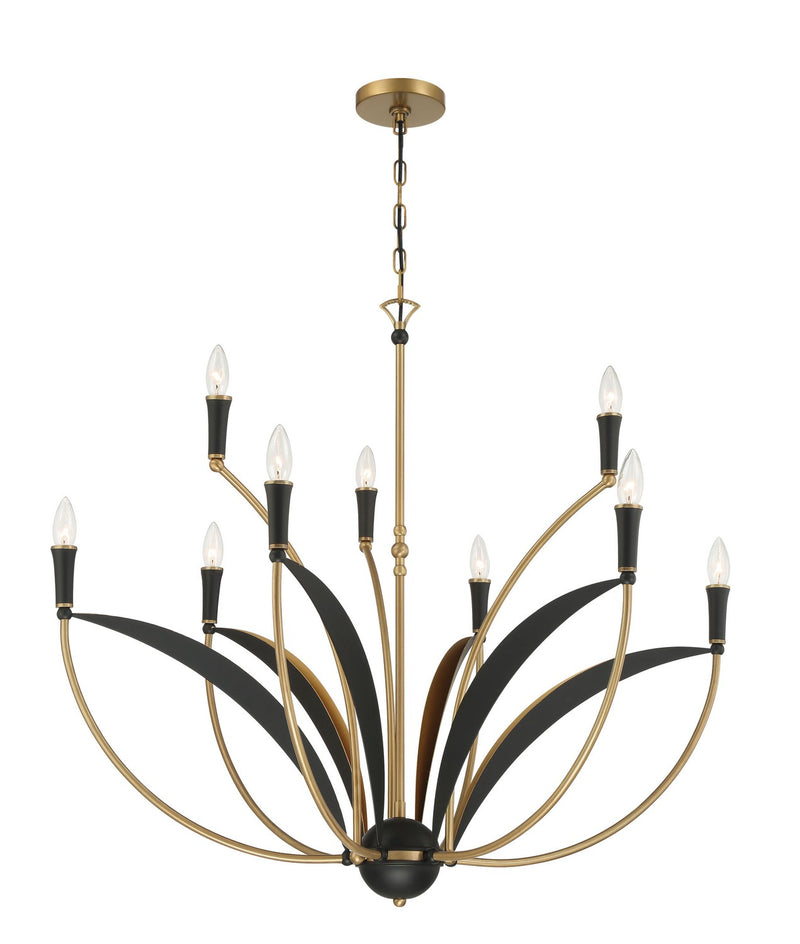 Minka-Lavery 5699-782 Nine Light Chandelier, Legacy Brass & Sand Coal
