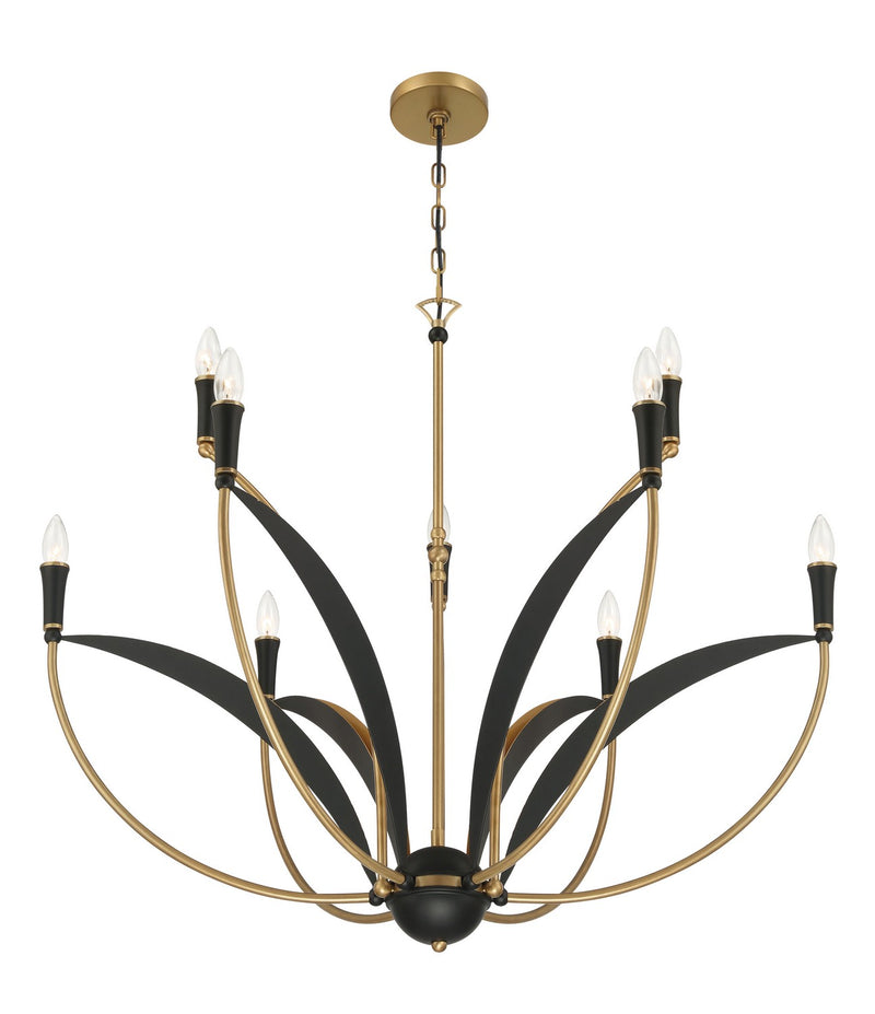 Minka-Lavery 5699-782 Nine Light Chandelier, Legacy Brass & Sand Coal