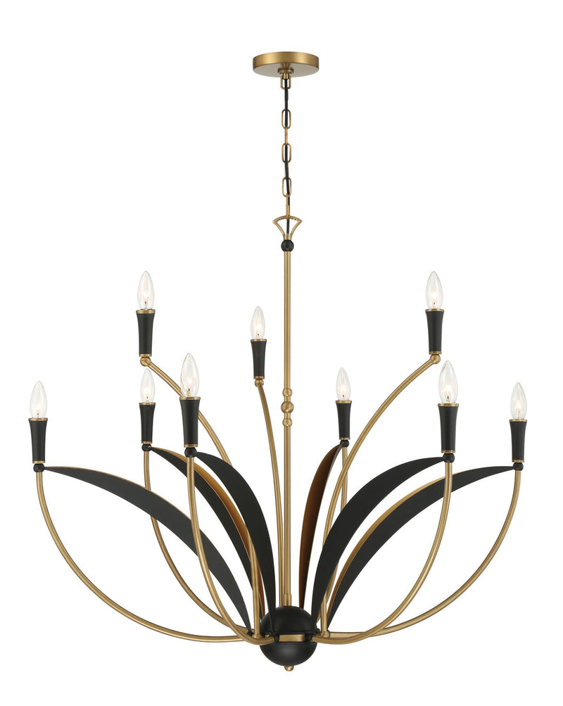 Minka-Lavery 5699-782 Nine Light Chandelier, Legacy Brass & Sand Coal