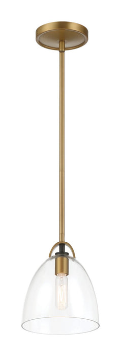 Minka-Lavery 5711-876 One Light Pendant, Legacy Brass & Matte Coal