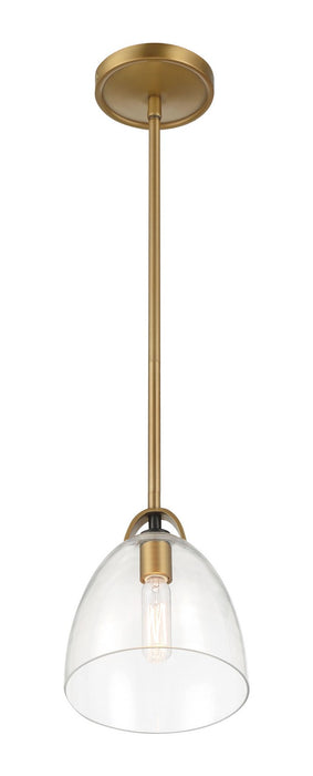 Minka-Lavery 5711-876 One Light Pendant, Legacy Brass & Matte Coal