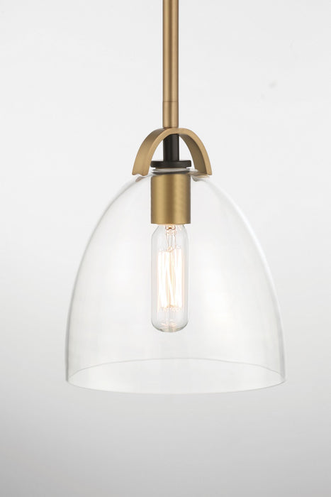 Minka-Lavery 5711-876 One Light Pendant, Legacy Brass & Matte Coal
