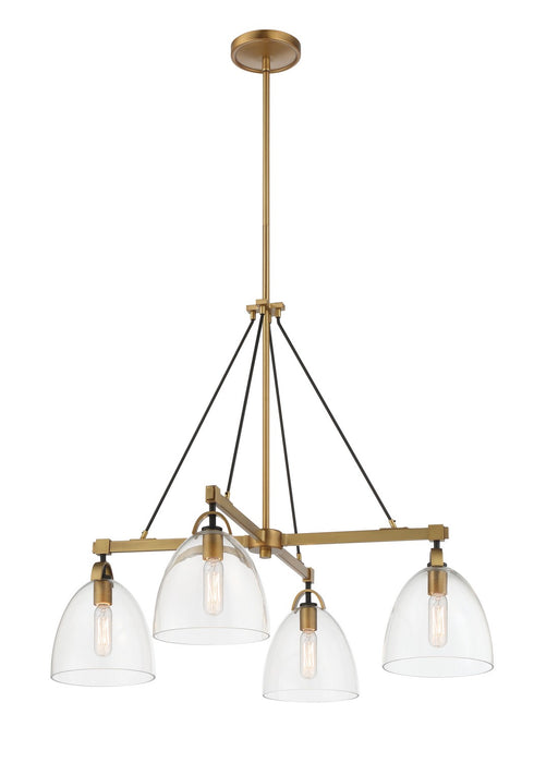 Minka-Lavery 5714-876 Four Light Chandelier, Legacy Brass & Matte Coal