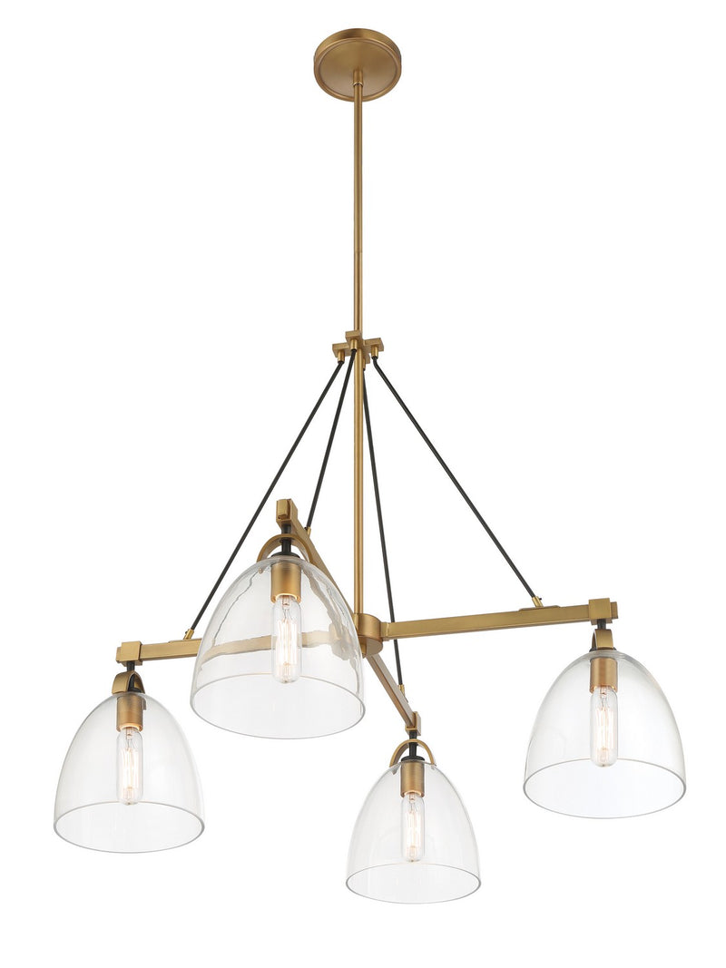 Minka-Lavery 5714-876 Four Light Chandelier, Legacy Brass & Matte Coal