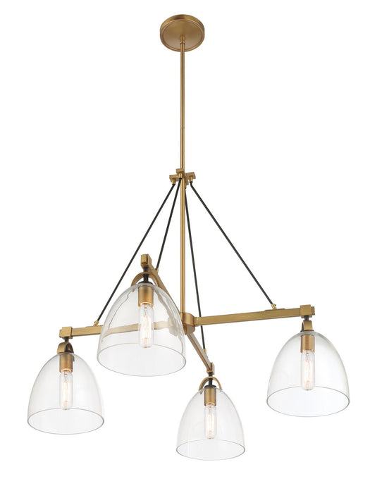 Minka-Lavery 5714-876 Four Light Chandelier, Legacy Brass & Matte Coal