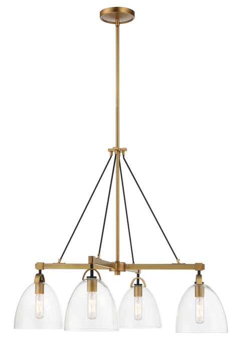 Minka-Lavery 5714-876 Four Light Chandelier, Legacy Brass & Matte Coal