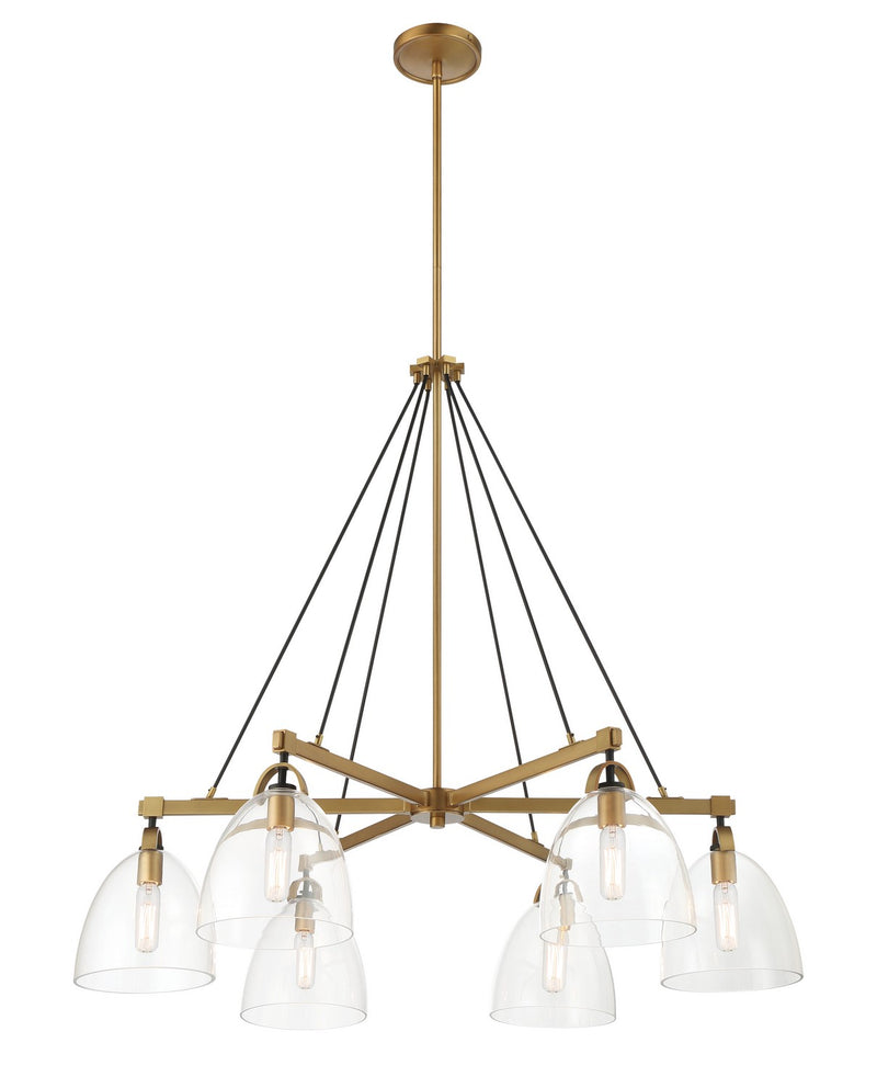 Minka-Lavery 5716-876 Six Light Chandelier, Legacy Brass & Matte Coal