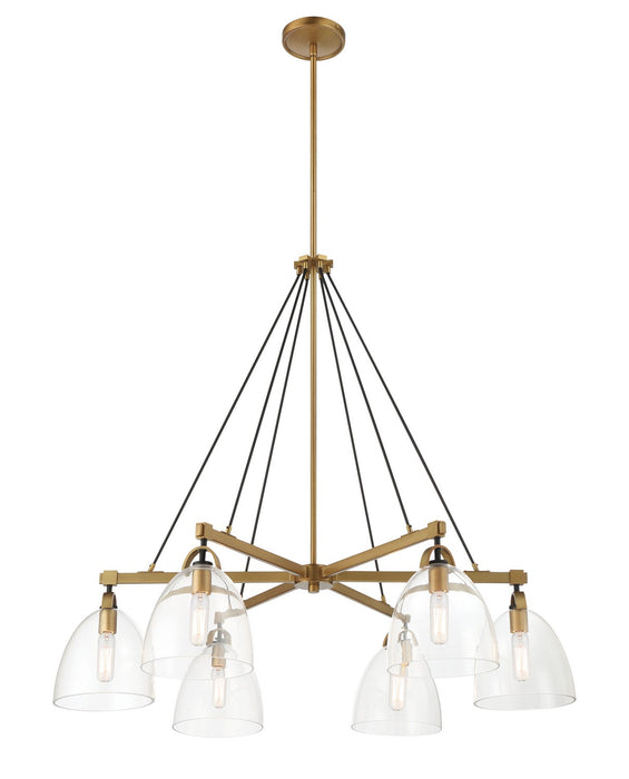 Minka-Lavery 5716-876 Six Light Chandelier, Legacy Brass & Matte Coal