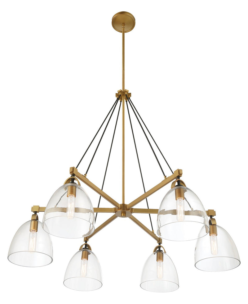 Minka-Lavery 5716-876 Six Light Chandelier, Legacy Brass & Matte Coal