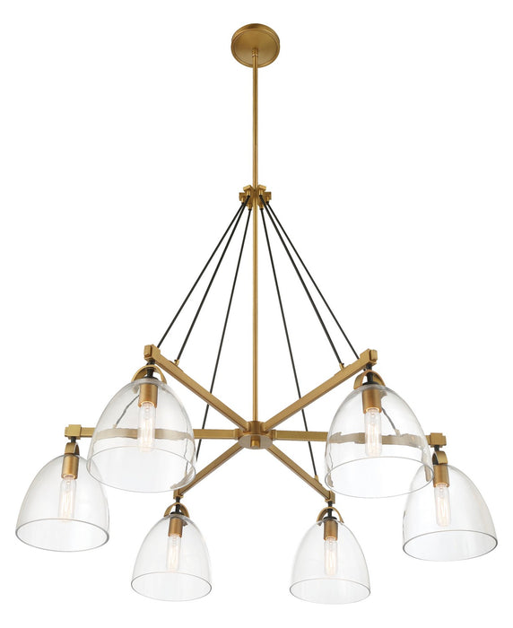 Minka-Lavery 5716-876 Six Light Chandelier, Legacy Brass & Matte Coal