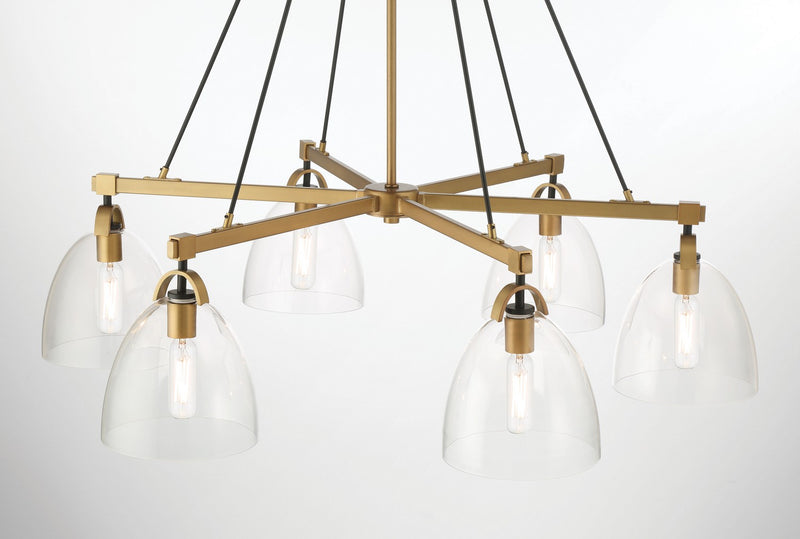 Minka-Lavery 5716-876 Six Light Chandelier, Legacy Brass & Matte Coal
