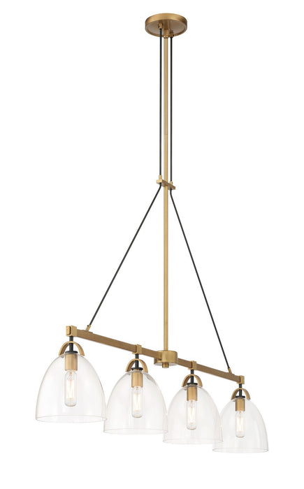 Minka-Lavery 5717-876 Four Light Island Pendant, Legacy Brass & Matte Coal