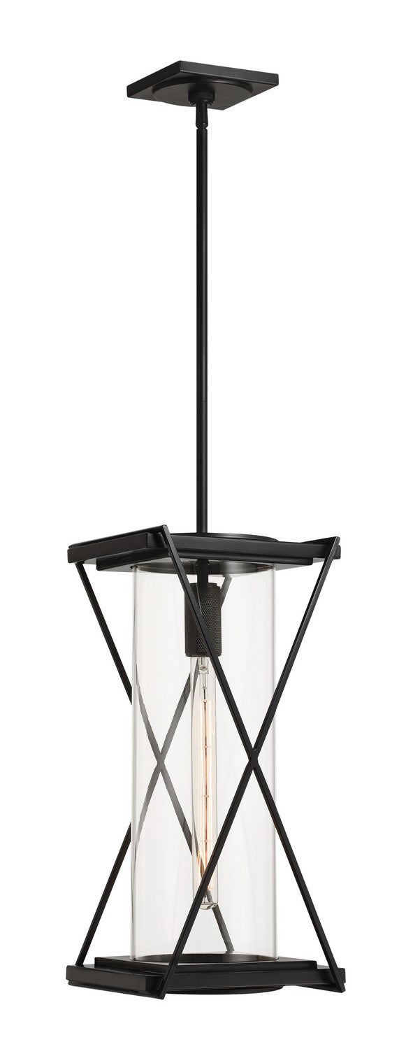 Minka-Lavery 77604-899 One Light Outdoor Pendant, Dark Matte Black