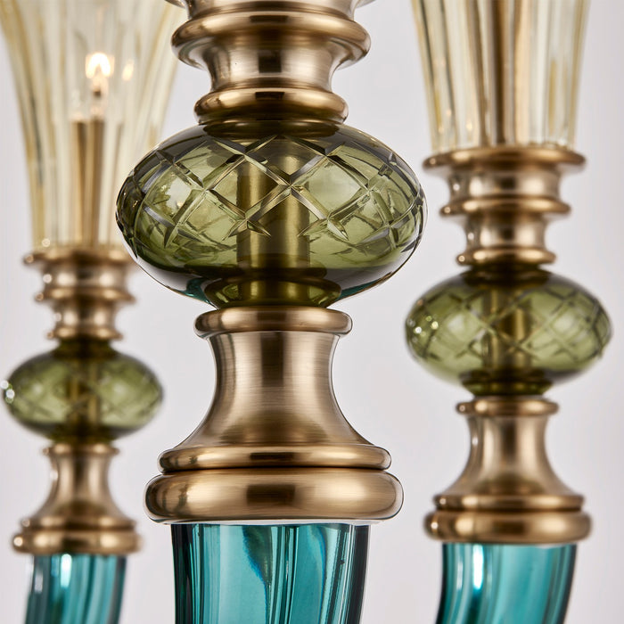 Allegri 043670-044-GLMULTI Six Light Chandelier, Winter Brass